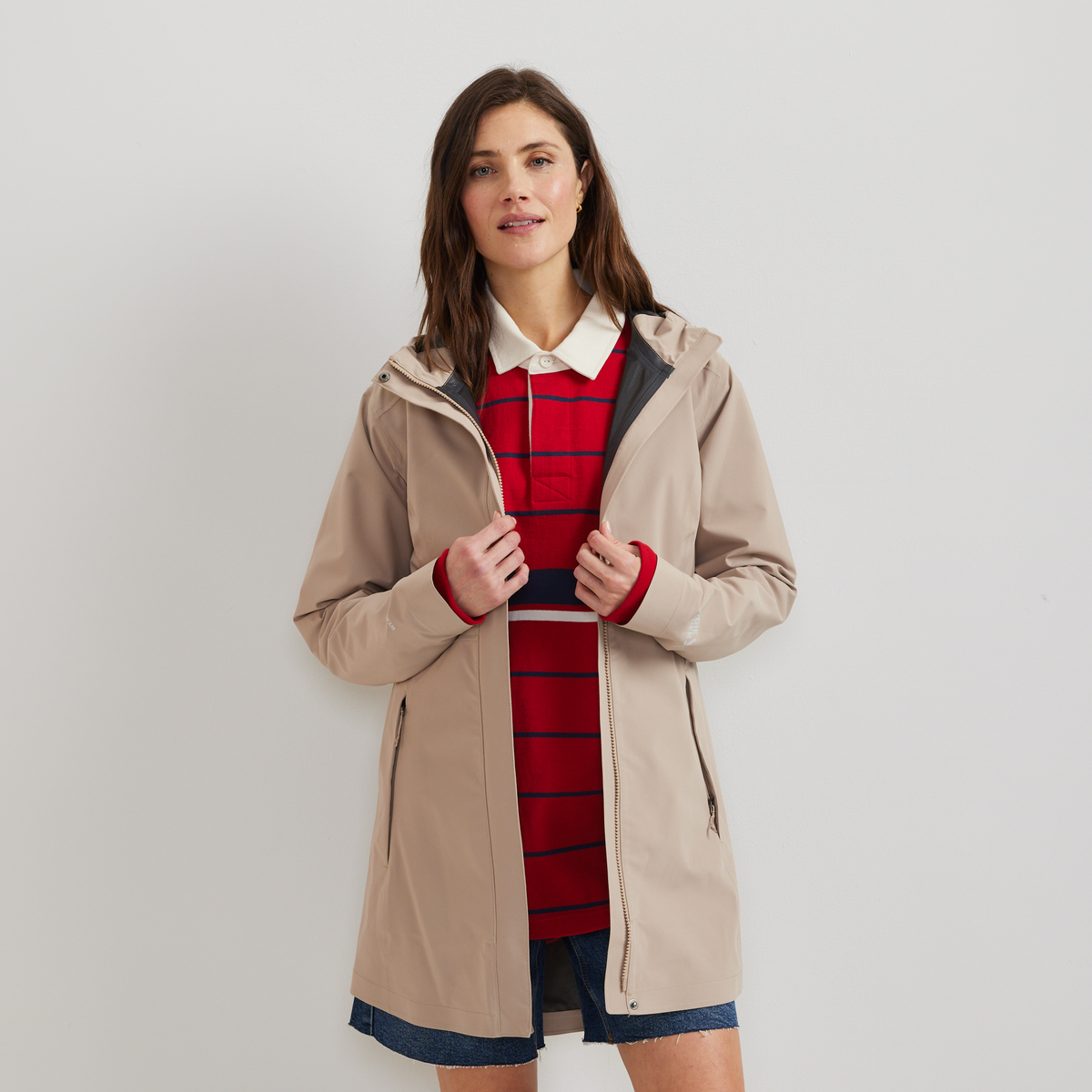 Women's Cloud Cap Waterproof Stretch Hooded Rain Parka