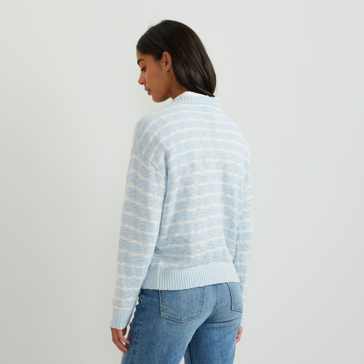 Women's Slub Stripe Crew Neck Sweater